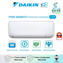 [NUR] DAIKIN Smarto Premium Inverter Air Conditioner FTKH R32 (1.0HP) FTKH28B/RKU28B-3WMY-LF | Built In Wifi